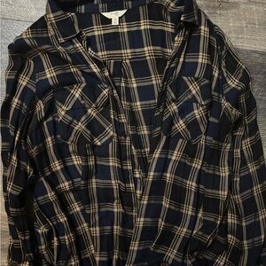 Terra & Sky Navy and Tan Plaid Shirt